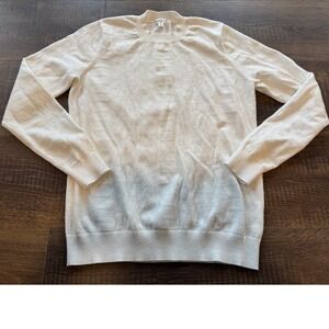 MINNIE ROSE White Textured Knit Sweater Pullover Long Sleeve Crew Neck Women's M